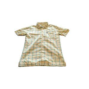 Skunkfunk Sz S/M Button Up Short Sleeve Large Plaid Ivory Shirt (marked Large)